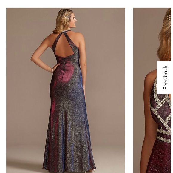 BLONDIE NITES iridescent metallic dress with sparkle bodice- Size 6 Gently Used - Picture 2 of 4